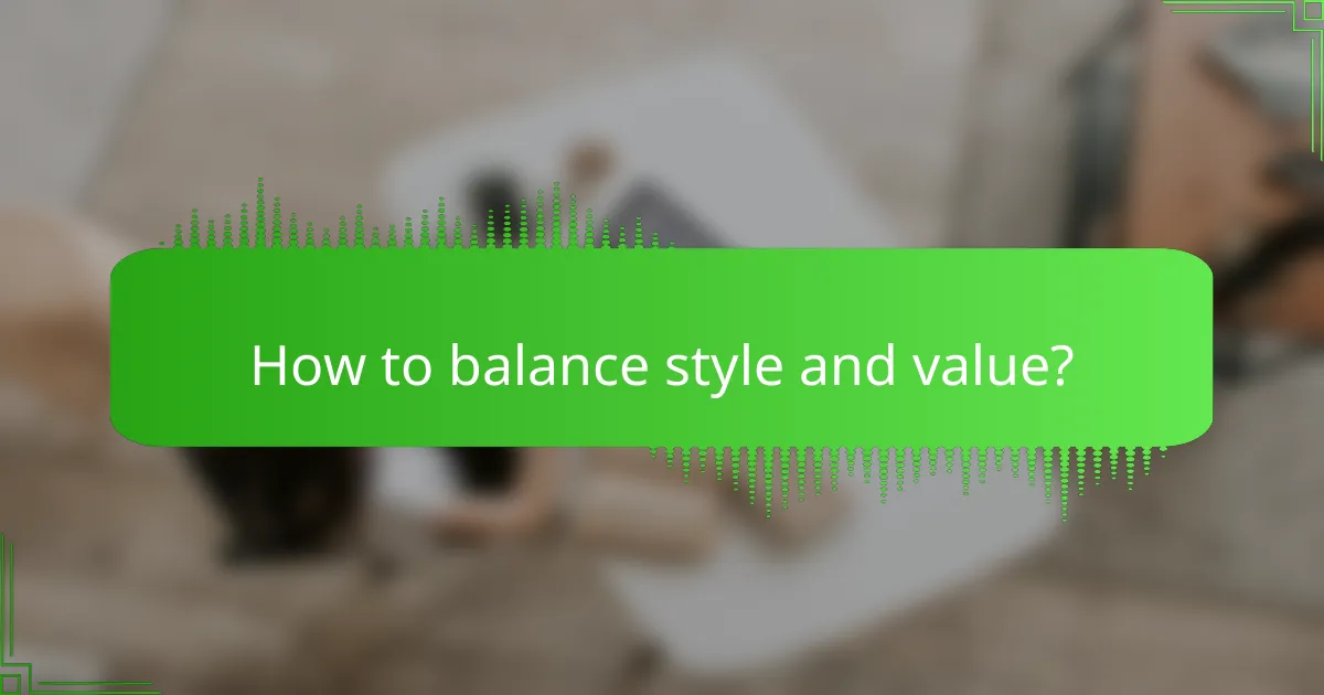 How to balance style and value?
