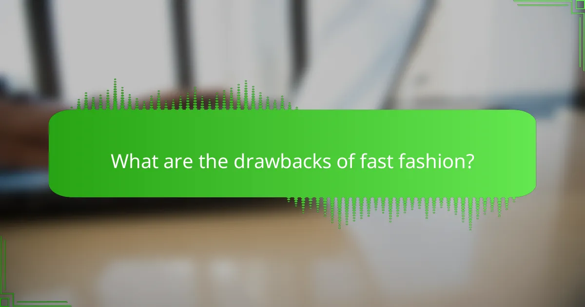 What are the drawbacks of fast fashion?