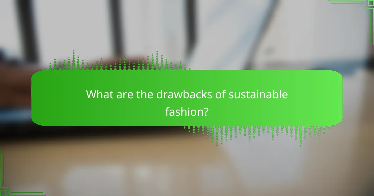 What are the drawbacks of sustainable fashion?
